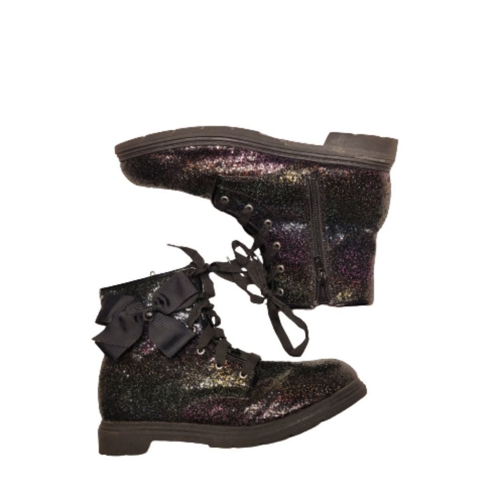Jojo Siwa black galaxy glitter combat moto boots